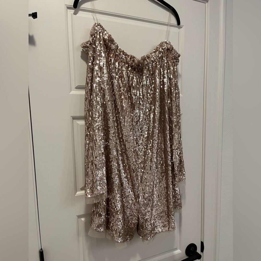 Free People Emilia Gold Sequin Romper - Picture 5 of 8